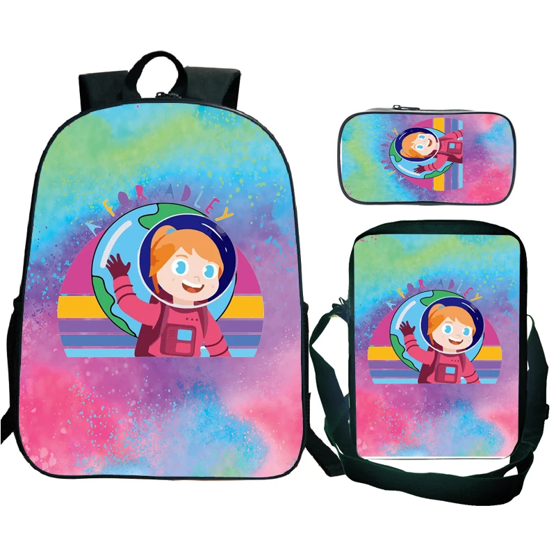 3pcs A for Adley Backpacks 16 Inch Kids Children Teens Students Bookbag with Pen Bag Laptop Travel Men Women Sport Mochila