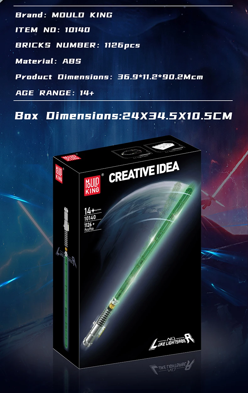 Mould King Lightsaber Building Block The Darksaber with Led