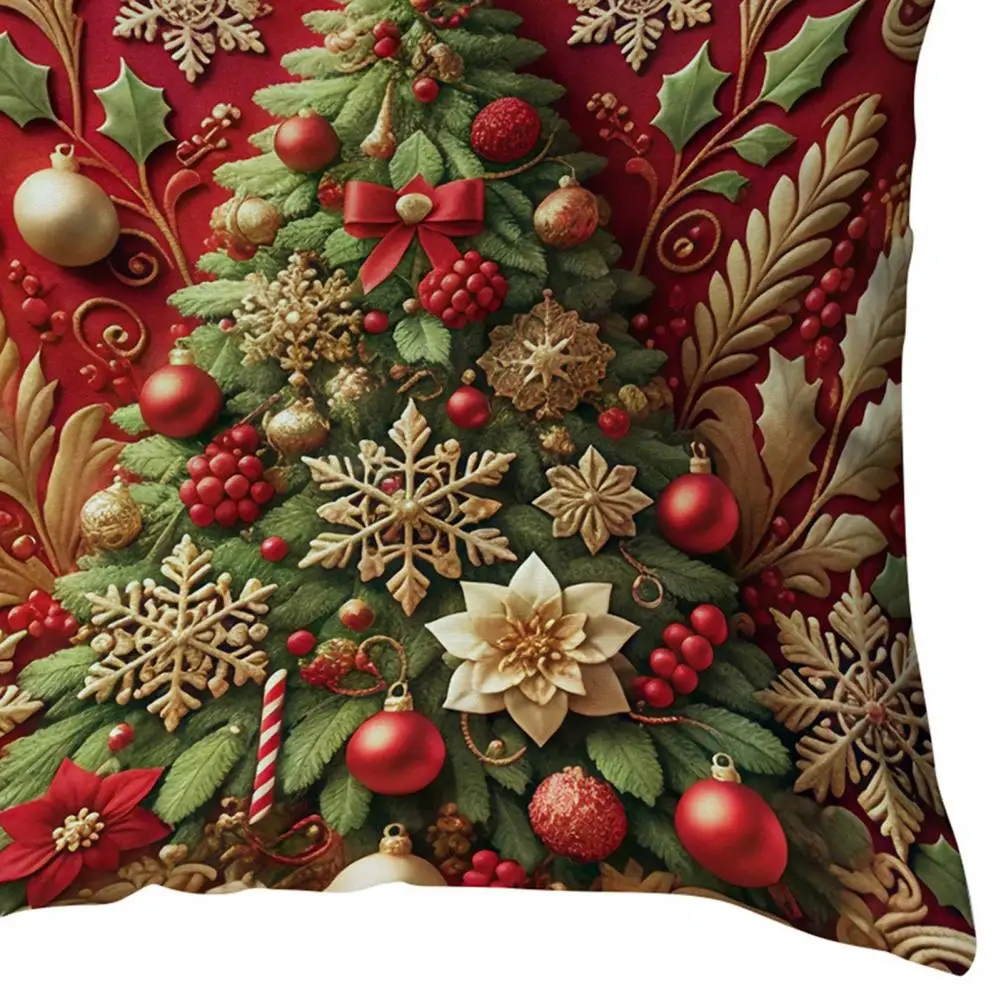 18 Inch Christmas Pillow Cover Santa Reindeer Cushion Cover With Hidden Zipper Tree Snowman Throw Pillow Case For Home Decor