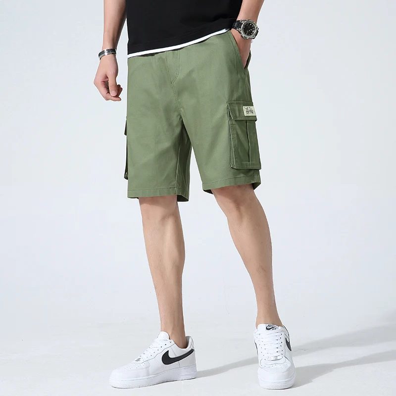 2022 New Summer Multi-Pockets Cargo Shorts Men Plus Size Knee Length Straight Short Pants Male Solid Cotton Loose Casual Shorts casual shorts