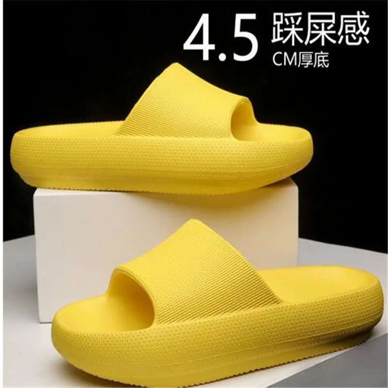 

2023 Women Summer Soft Slippers Fashion Thick Platform Bathroom Home Men Indoor Non-Slip Anti-Slip Female Cloud Cushion Slides