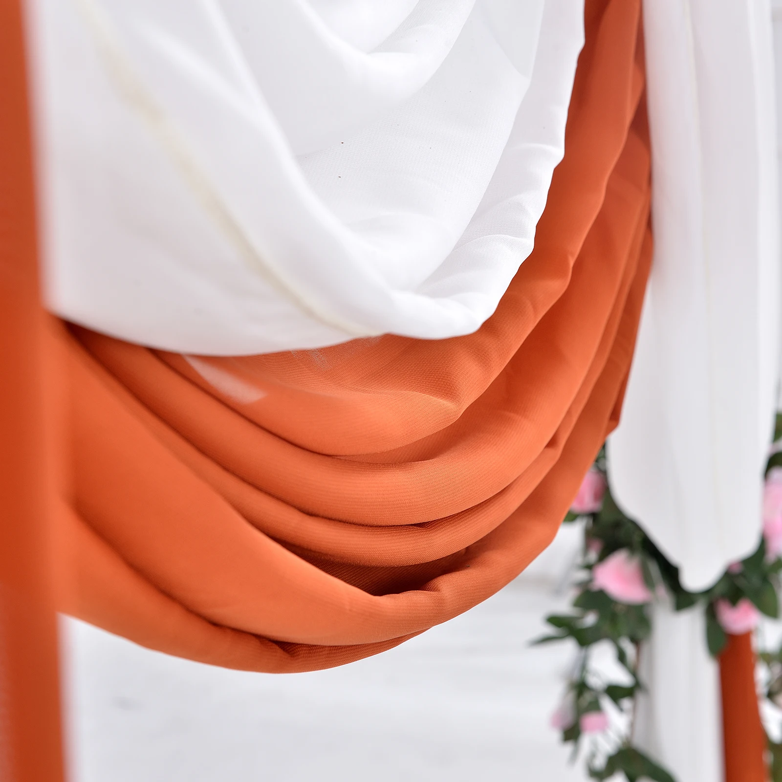 70X550cm Rust Chiffon Wedding Arch Draping Fabric Terracotta Solid Drapery Ceremony Reception Backdrop Curtain Party Swag Decor