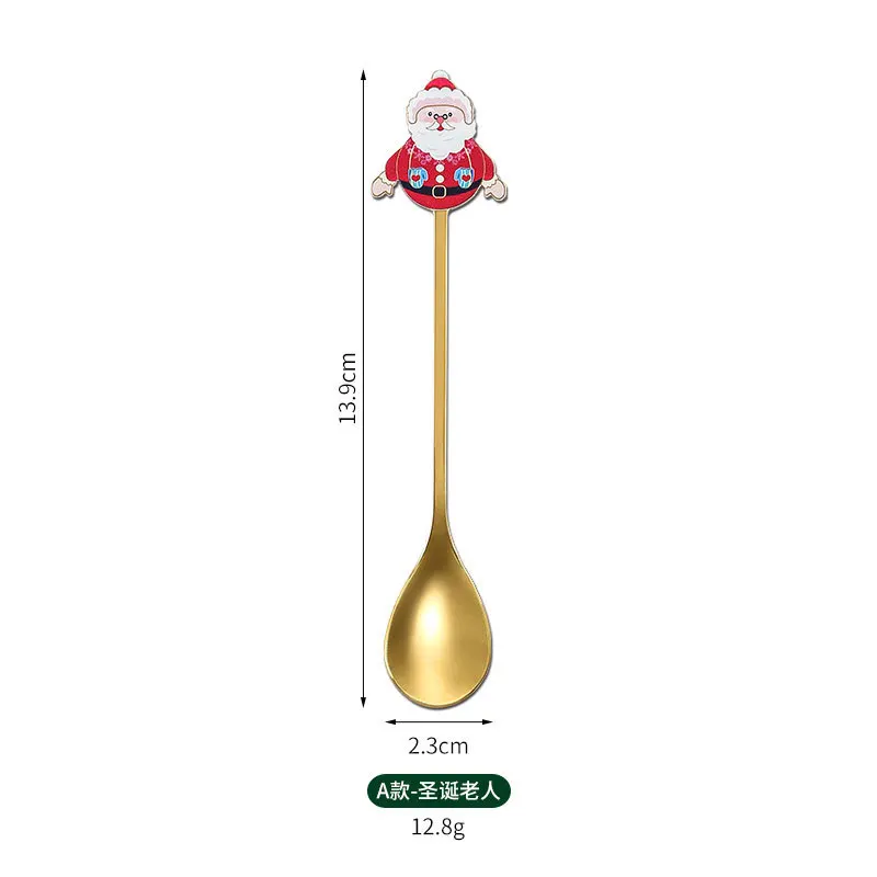 Christmas Fruit Fork Stirring Spoon Kitchen Supplies Coffee Dessert Spoons New Year Tableware Santa Xmas Gifts Decorations