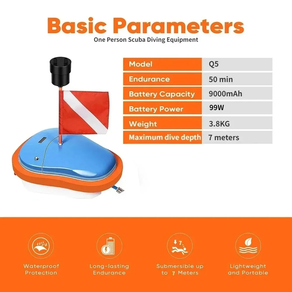 Underwater Diving Snorkeling Ventilator Portable Scuba Gear with Diving Mask 50