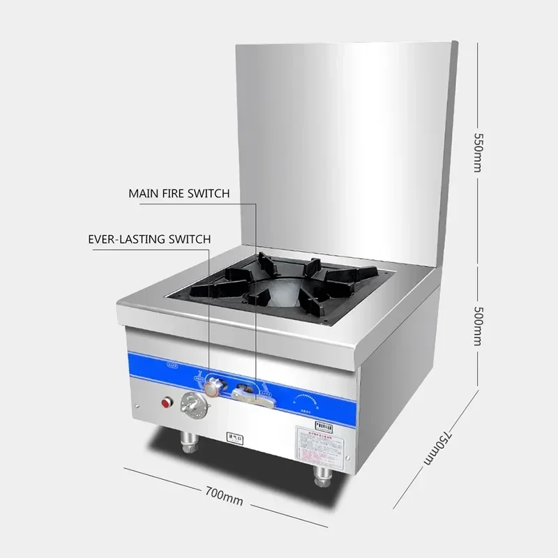 Commercial Gas Stove Single Cooker Stainless Steel Low Soup Furnace Canteen Kitchen Cooker High Flame With Fan 120w Gas Stove 6