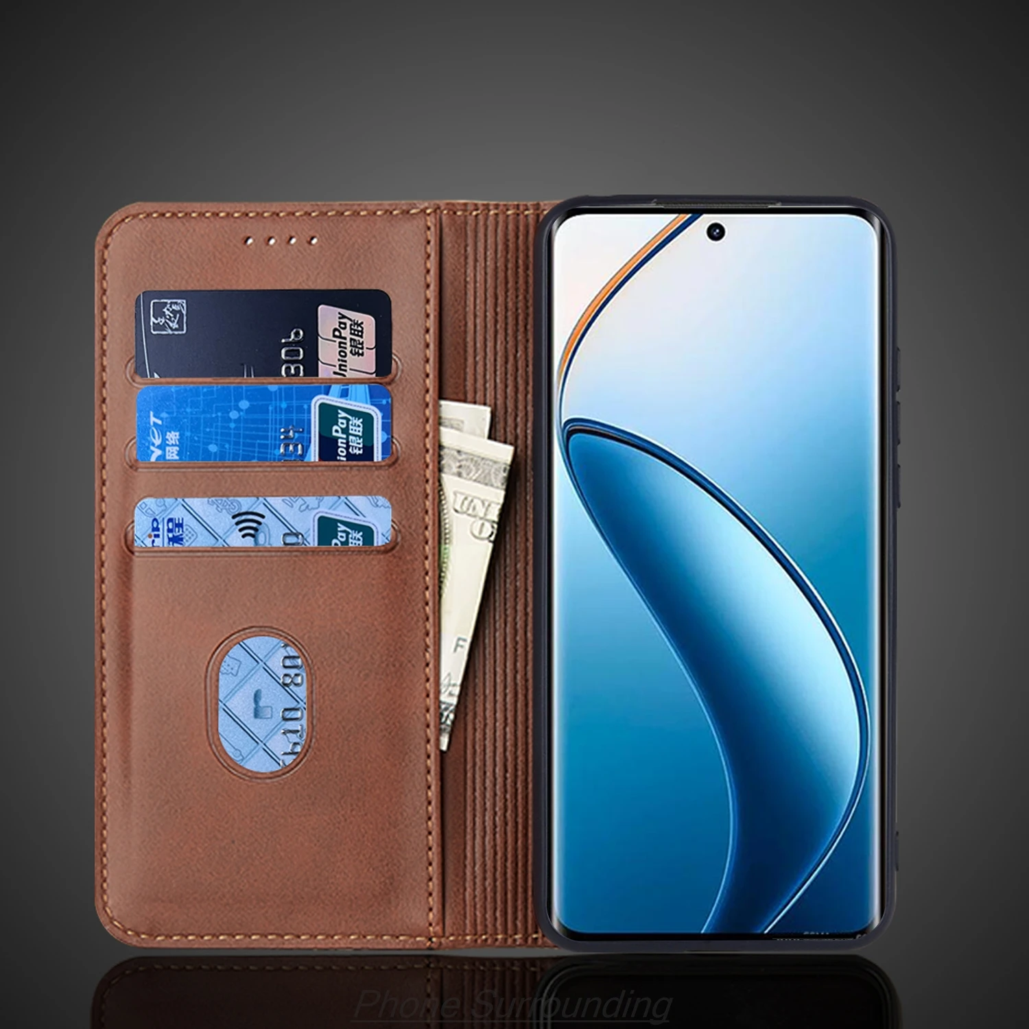 OPPO Realme 가죽 케이스, Realme 12 Pro plus, Realme12 Pro + 플립 케이스, 홀스터 마그네틱 어트랙션 커버, 지갑 케이스, Fundas Coque