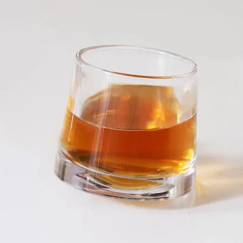 Spinning Cup 5oz 150ml Rotating Wine Glasses Thicken Whisky Vodka Glass for Bar Party Beer Mug Transparent Brandy Cup Drinkware