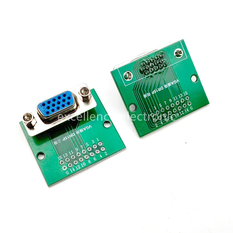 1PCS 수직 DR15(고정 나사 포함) 2.54mm 인터페이스 테스트 보드 D-sub VGA Male/ Female 소켓 PCB 변환 보드
