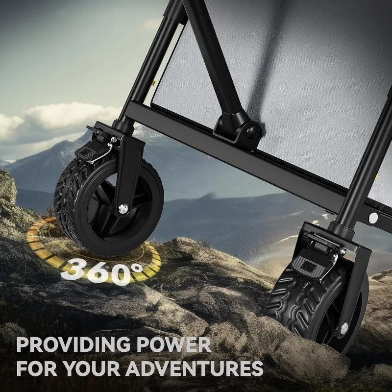 265Lbs Collapsible Foldable Wagon, 45" Extra Long Beach Wagon Cart Heavy Duty Utility Wagon with Folding Tailgate, All-Terrain