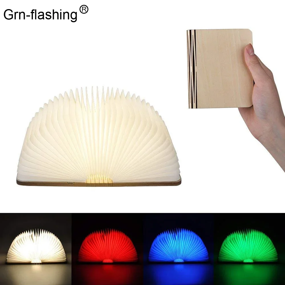 LED-Folding-Book-Light-5-Color-USB-Rechargeable-Batteries-Wooden ...