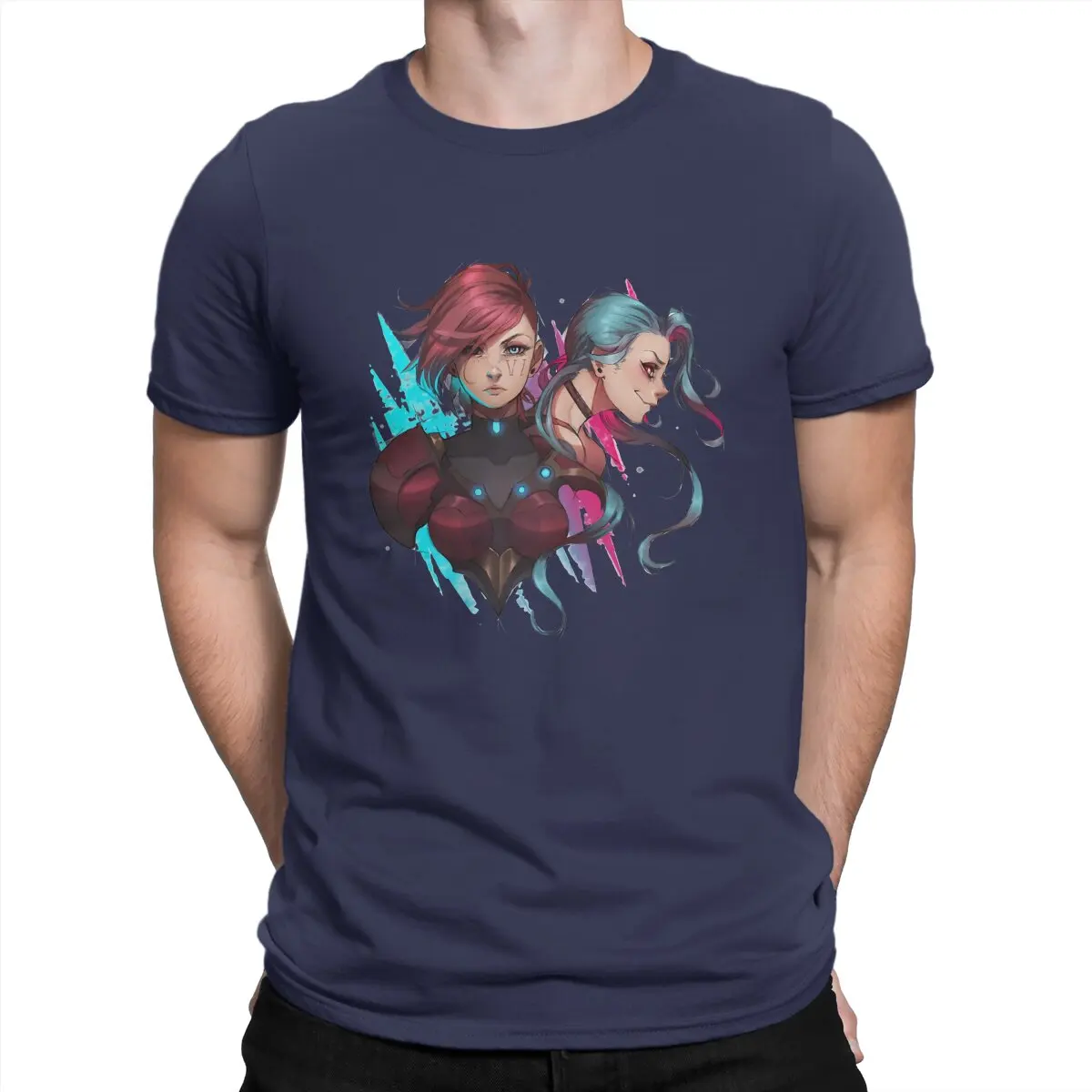 thumbnail image 1 of Camiseta Arcane League Of Legends LOL Game para hombre VI y Jinx, camiseta distintiva, ropa urbana gráfica hipster, 1 of 7