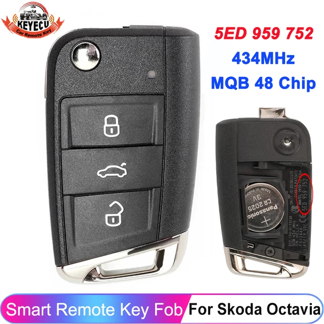 Keyecu 5 e0959752 für skoda octavia 434 kein schlüssel loser 5 e0 MHz Ferns  chl üssel anhänger ohne Schlüssel blatt 5 ed959752 - AliExpress