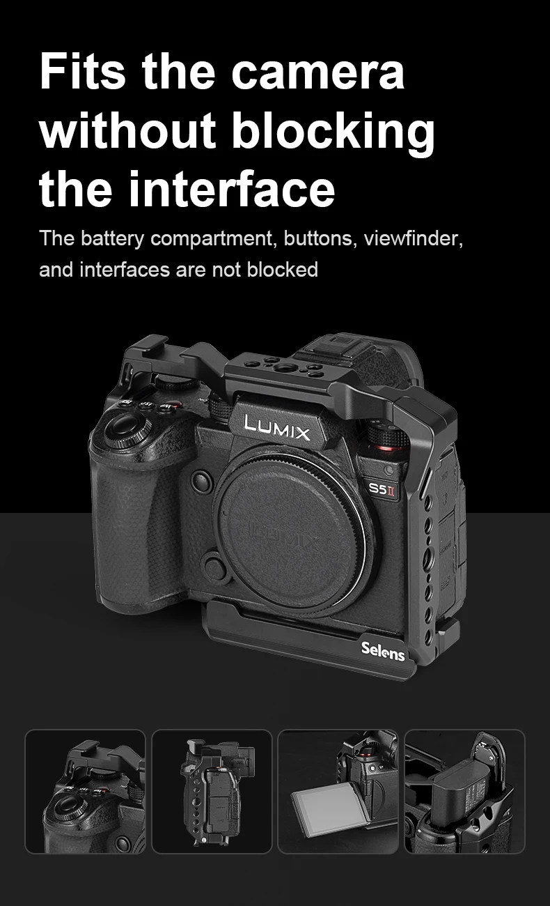 Camera Full Cage for Lumix S5ll/IIX with Multiple Expansion Holes Aluminum Alloy