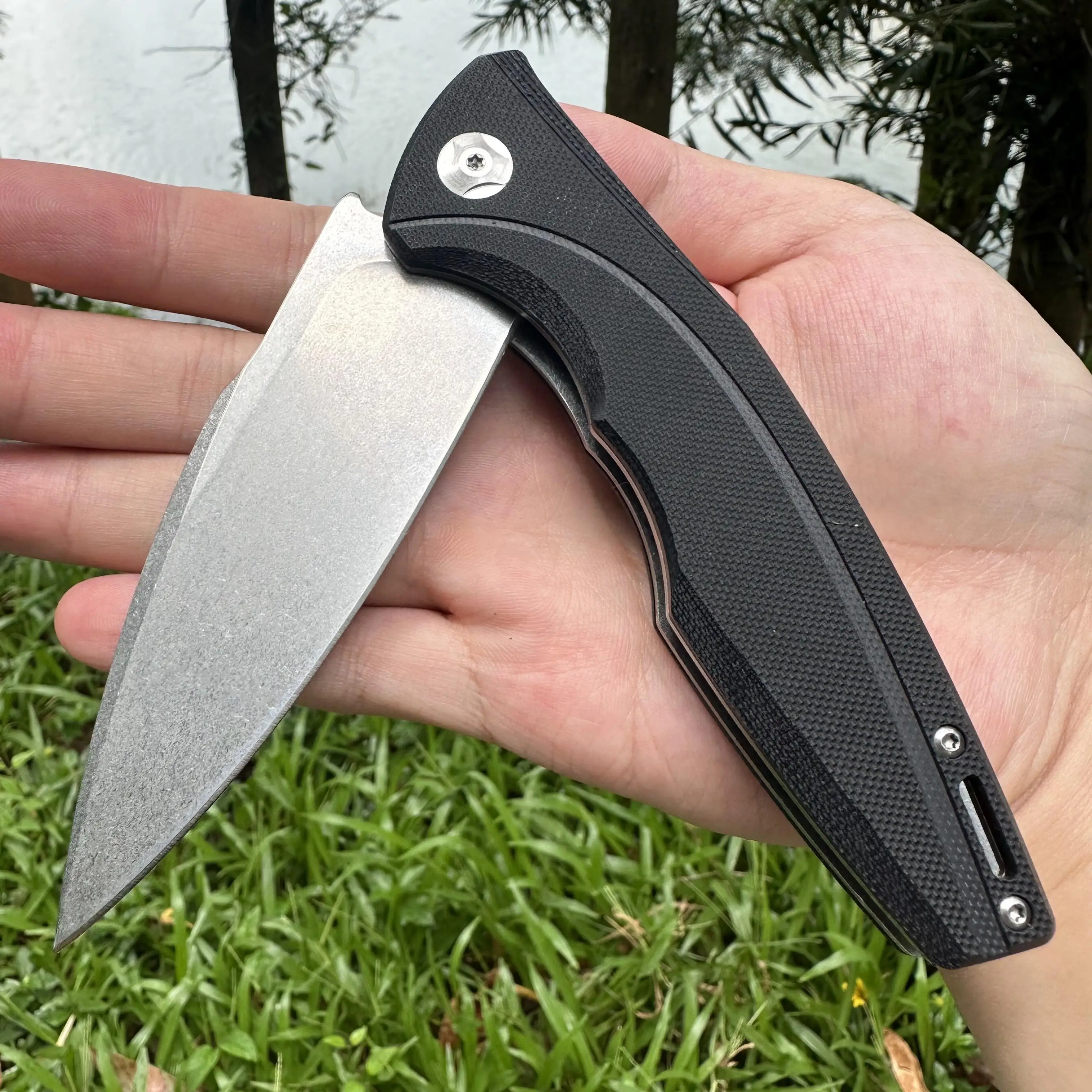 High Quality EDC Pocket Knife Large Size D2 Blade Non-slip G10 Handle Smooth Ball Bearing With Clip Outdoor Camping Hunting Fish 2