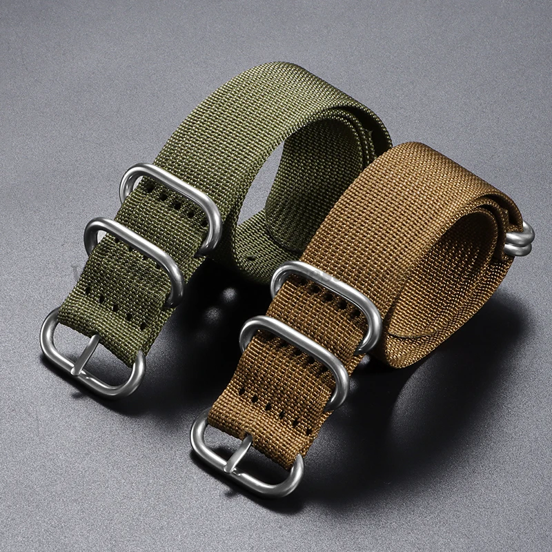 Watch Strap Nylon Silver Black Gold Ring Buckle 18mm 20mm 22mm 24mm Man Women for Seiko Ribbed Braid Replace Watch Accessories