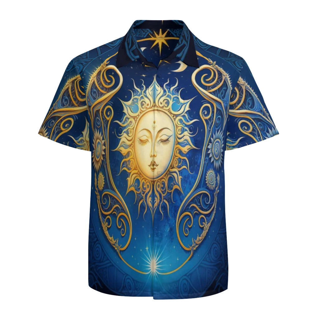 

Sun Moon Star Men's Shirts Short Sleeve Button Down Shirts Casual