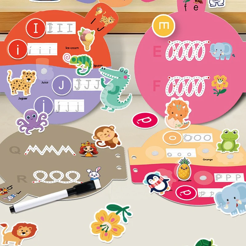 Interactive English Letter Learning Book: Reusable Velcro Quiet Activity Book