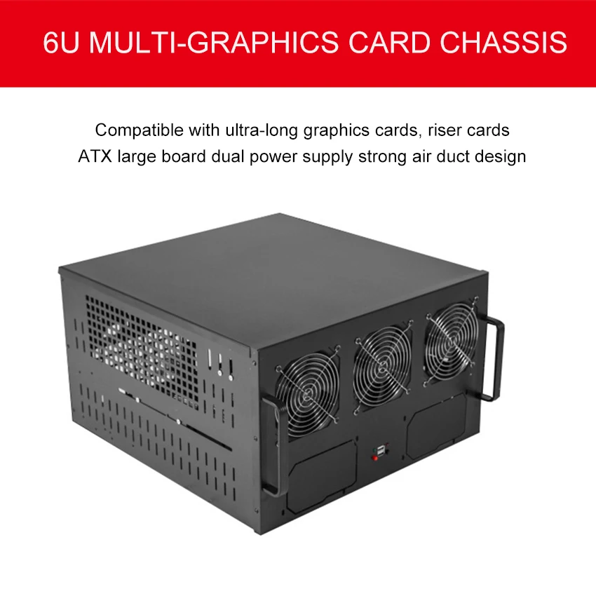 6U Mining Rig Frame Sever Case 6Gpu 8Gpu Mining Machine 6-8Card Miner Computer Rig Frame Con Ventole Per Piattaforma Btc Eth