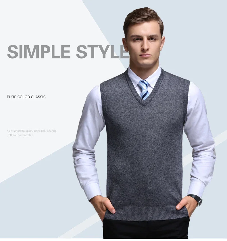 Description Picture 2 of itemBrand Men's Woolen Vest Base Sleeveless for Male Woolen V-neck Sweater Vest