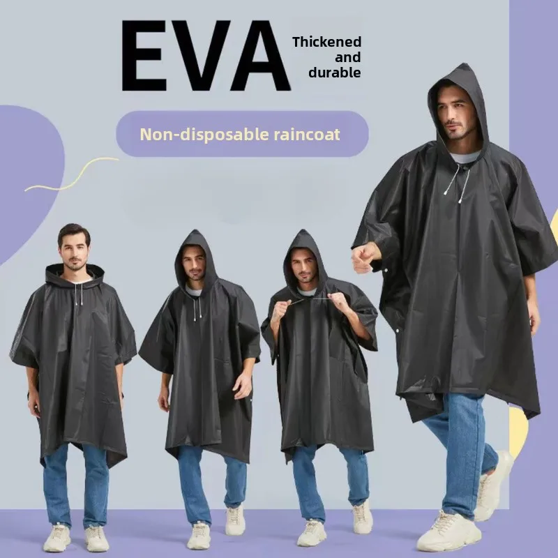 1PC 여성용 방수 롱 레인코트 방수 후드 EVA 레인 자켓 남성용 판초 야외 ..