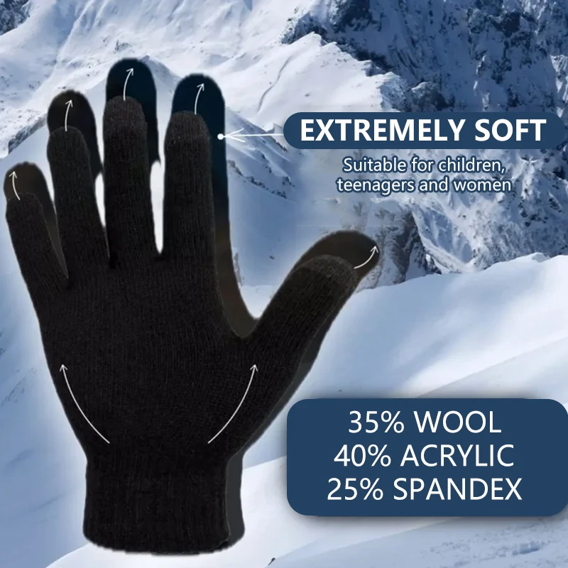 Verdickte gestrickte Touchscreen-Handschuhe für Herren für den Winter, zum Radfahren im Freien, zum Schutz vor Kälte und für Wärme – Detail 2