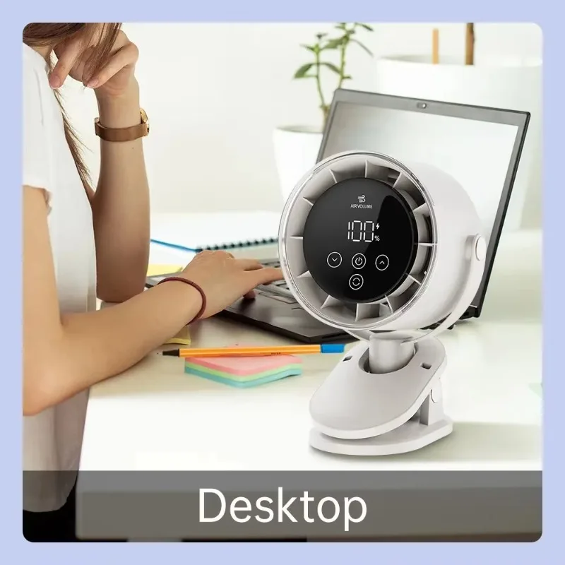 Ventilateur de table portable USB rechargeable, ventilateur de plafond à pince pour l'été, 4000 mAh, 100 vitesses, pour bureau, extérieur, chambre, ventilateur de bureau électrique 3