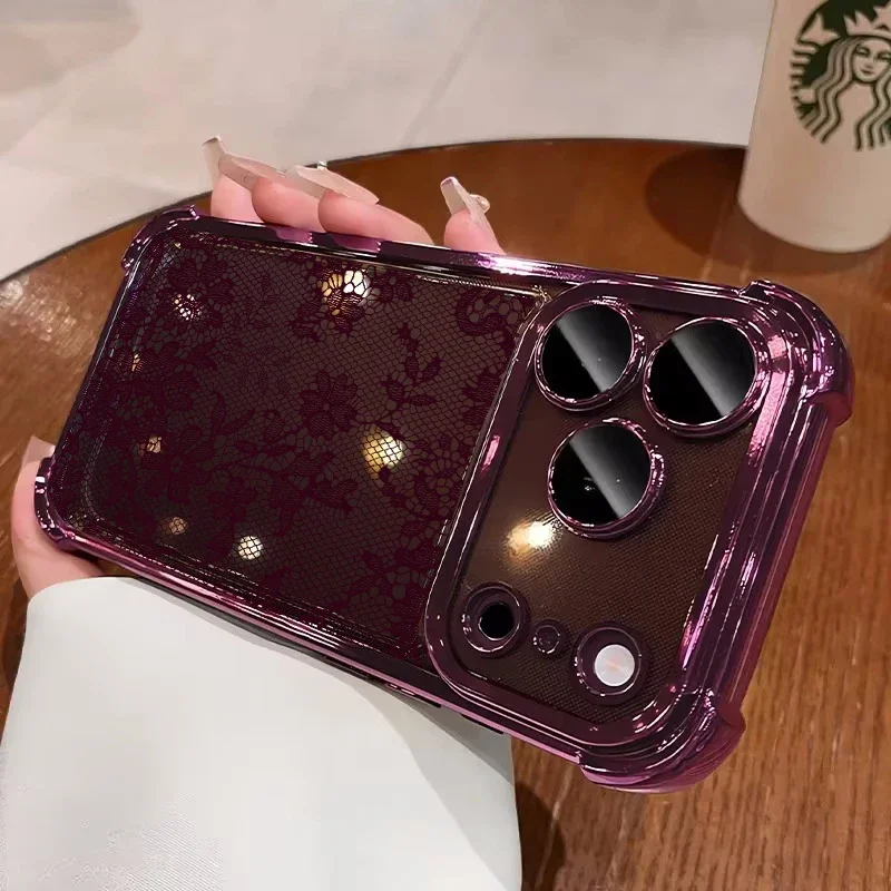 Elegant Wine Red Black Lace Phone Case