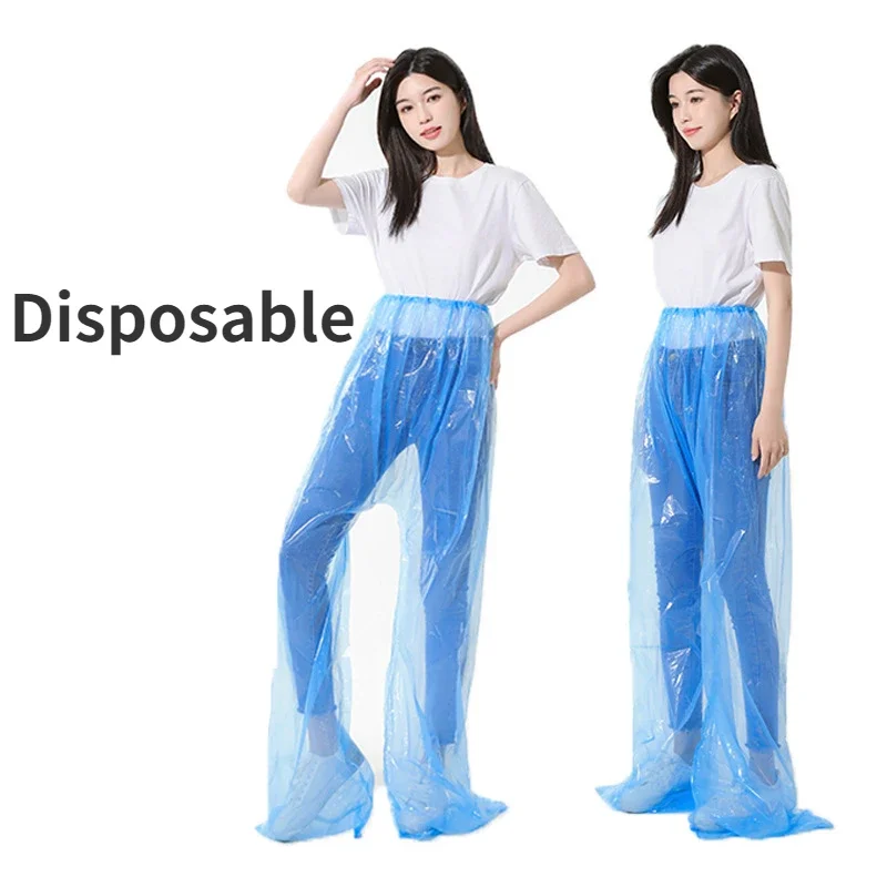 Disposable rain pants new disposable raincoat pants adult thickened leg wrap waterproof outdoor activities plastic fish cycling rain clothes portable