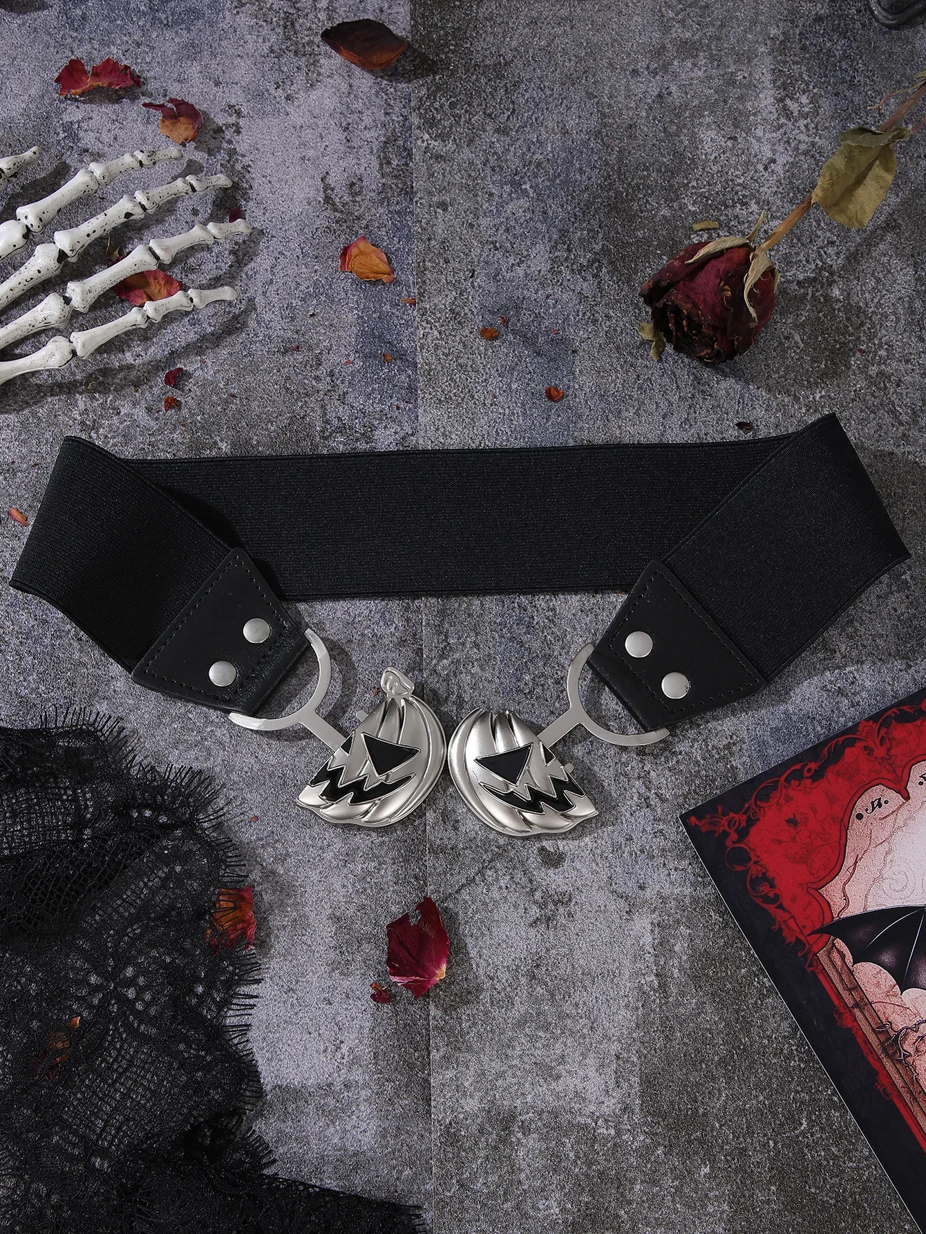 Halloween Europäischer und amerikanischer Kürbiskopf-Gürtel mit Legierungsschnalle, modische, vielseitige, trendige Totenkopf-Taillenumschlagdekoration – Detail 9