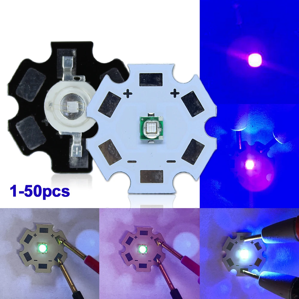 1-50pcs 3W 3535 UV Purple High Power LED Lamp Chip 365nm 370nm 385nm 395nm 400nm 410nm 420nm Beads Ultra Violet Light With PCB led lamp led lamp beads led chip