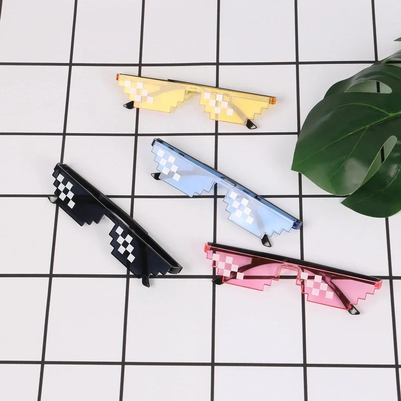 Mosaic Glasses Sunglasses vintage sunglasses driving glasses funny sunglasses Men Women 8 Bit Coding Pixel Trendy Vintage Shades Eyewear Driver Goggles
