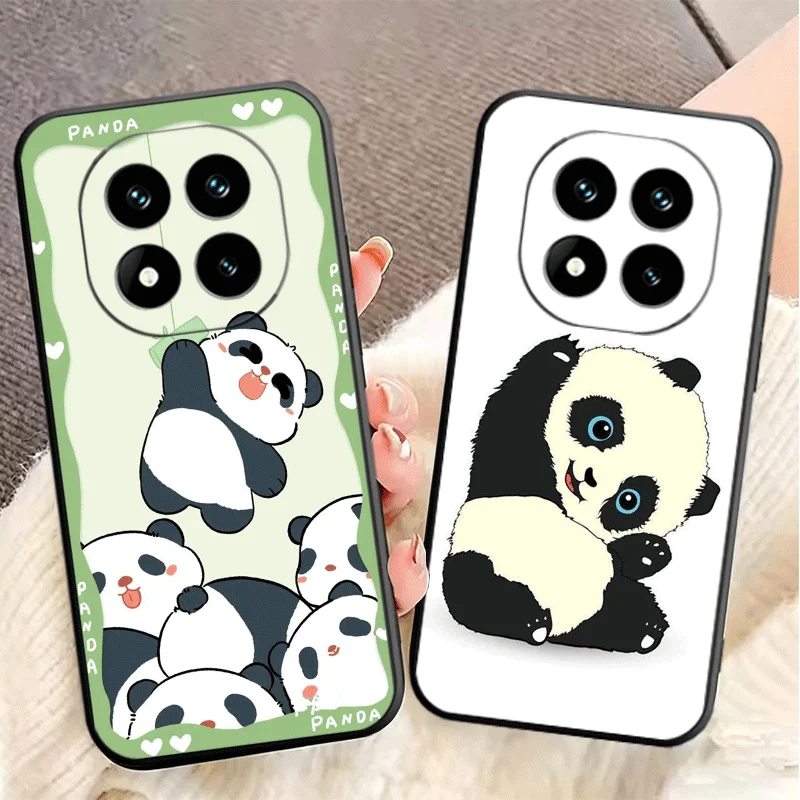 Adorable Cartoon Panda Soft Black Phone Case Cover