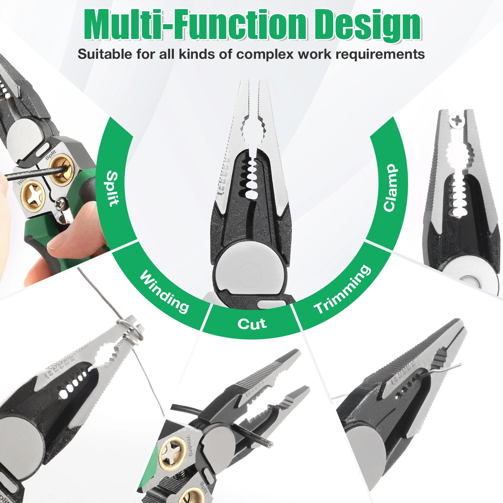 Alloy Steel 8 in 1 Wire Stripper with Voltage Tester Accurate Wire Stripping Tool Insulation Protection Cable Stripper for