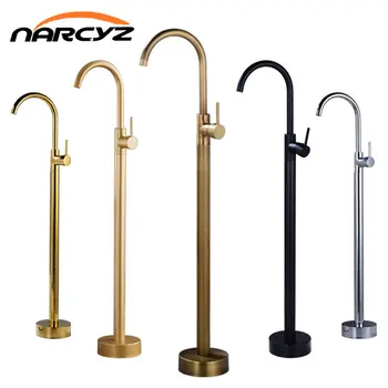 ชั้นยืนอ่างอาบน้ำก๊อกน้ำทองเหลืองสไตล์ยุโรป Retro อิสระอ่างอาบน้ำด้านข้างคอลัมน์ประเภทร้อนเย็นก๊อกน้ำ FY43351 1