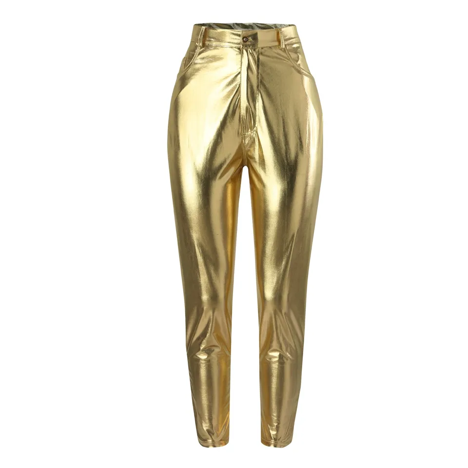 Women Elastic Stretch Faux Leather Leggings Pants