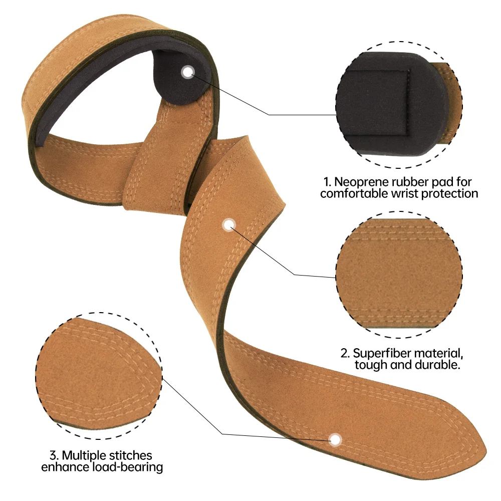 Cotton Hard Pull Wrist Lifting Straps Grips Band Deadlift Straps Neoprene Cushioned Wrist Padded Anti-Skid Weightlifting 3