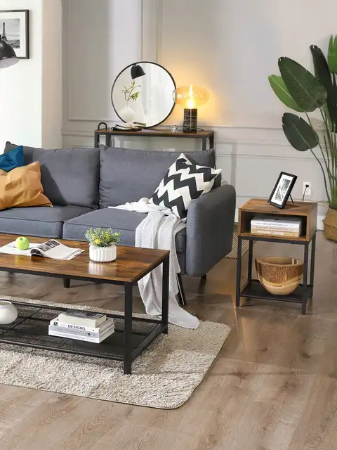 Comodino VASAGLE, tavolino con scomparto aperto e ripiano in rete, per camera da letto, soggiorno, facile montaggio, risparmio di spazio 2