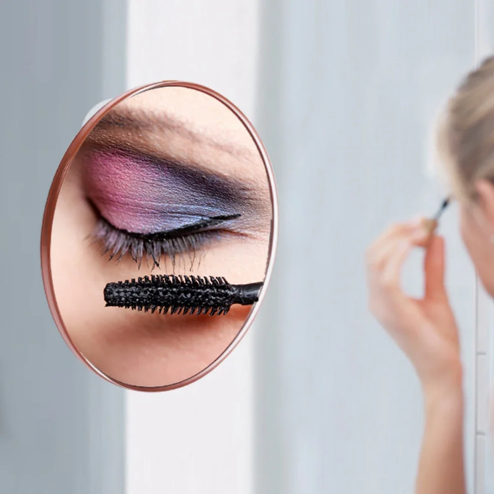 욕실용 오목 유리 확대경, 흡입 컵 3 개 장착, 욕실 메이크업, 흡입 컵 거울 6 인치, 10X20X30X