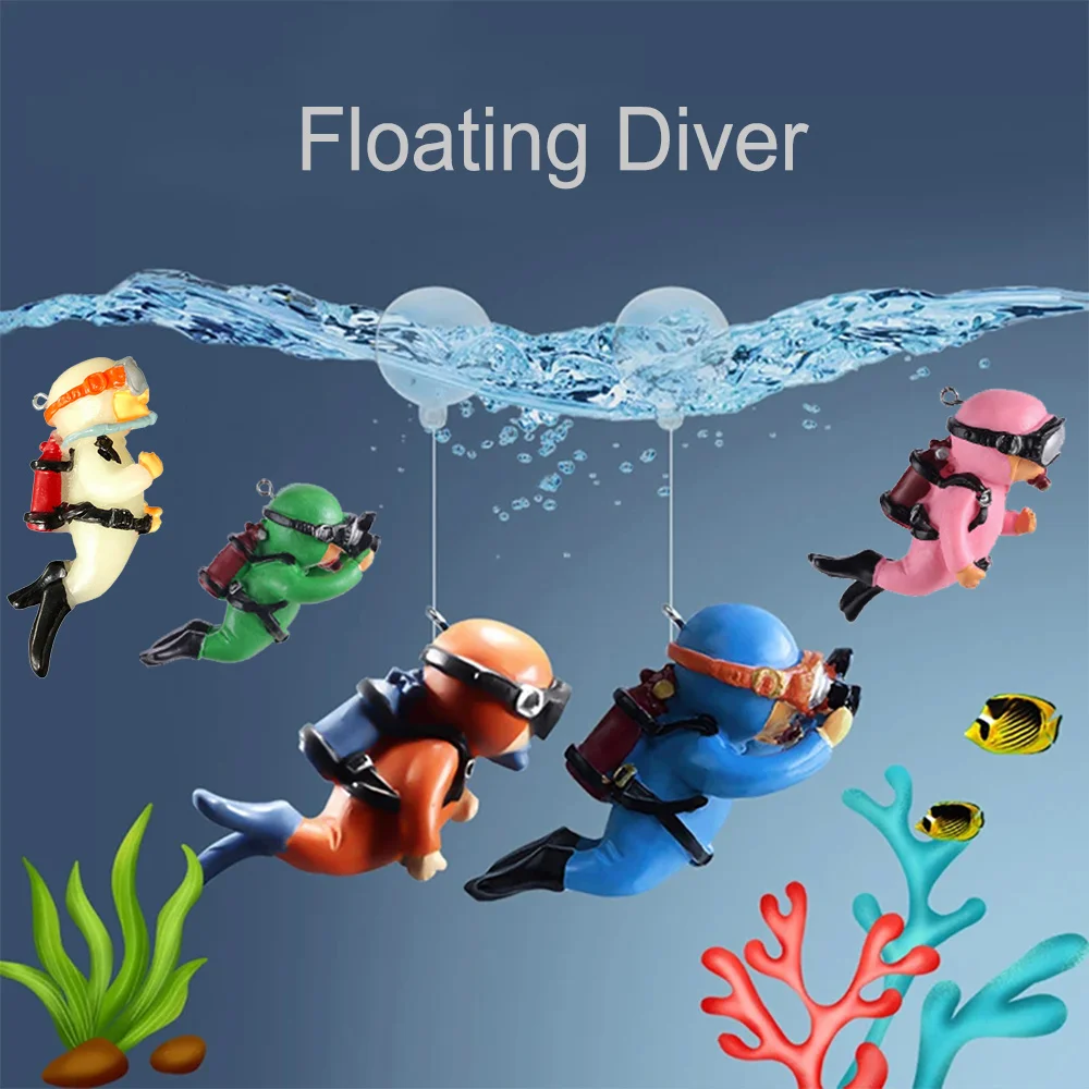 

Fish Tank Decoration Landscaping Diver Aquarium Ornaments Submerged Floating Diver Cute Aquatic Accessories Fluorescent Diver