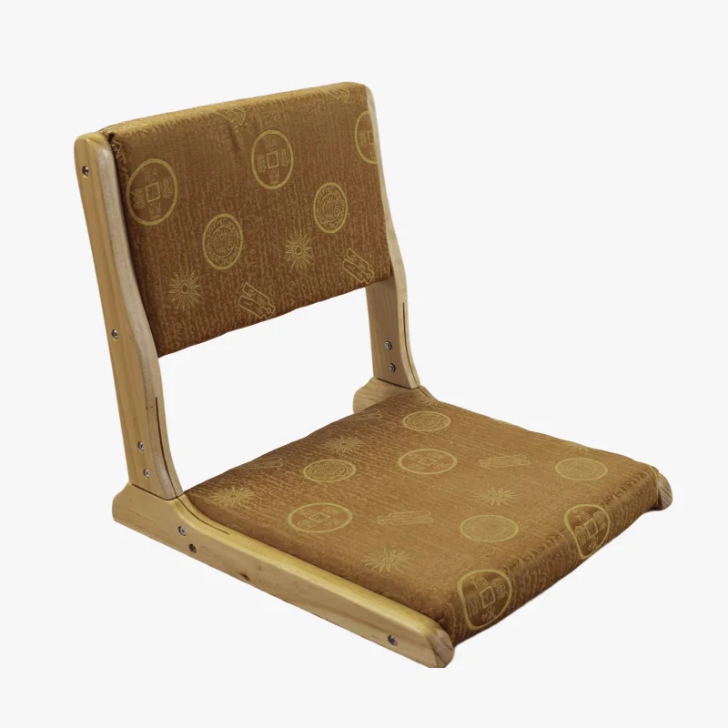 AnytoY Vloerbank stoel tatami gebogen stoel, Japanse beenloze vloerstoel, houten meditatiestoel erker lounge stoel luie bank voor het lezen van tv kijken (kleur: I) (E