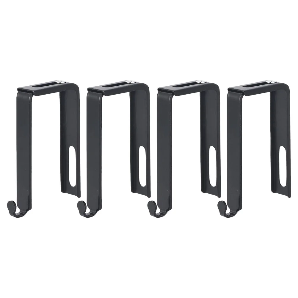 4Pcs Black Metal Hooks Adjustable Door Hooks Hanging Rack Wardrobe Storage Home Hat Hanger Cubicle Coats Partition Hanger