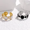88128-315ac3.jpg Bague Vintage en acier inoxydable pour femmes, anneau d'ouverture d'huile goutte à goutte blanche, Simple, couleur or, géométrique réglable, bijoux 2023