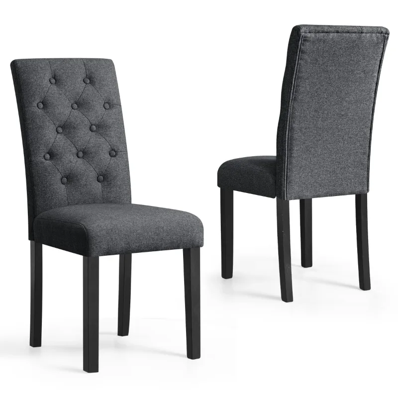 Modern Breathable Linen Fabric Dining Chair for Home/Kitchen/Living Room, Set of 2, 2