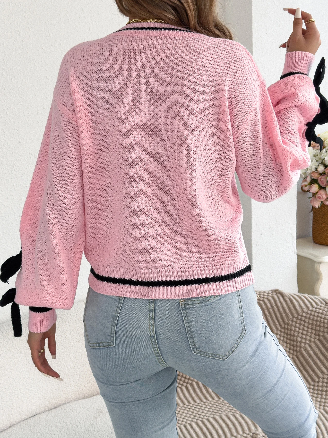 Womens Autumn Winter Knitted Sweater Round Neck Pullover