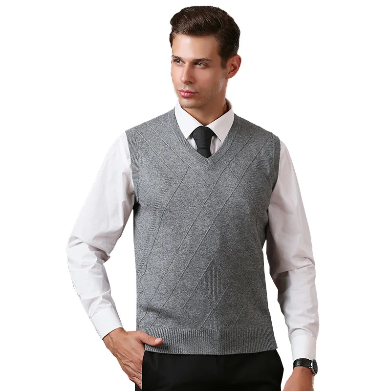 Description Picture 4 of itemMens Knit Sweater Vest Fashion Men's Striped Pullover Sweater Hem Gentleman Slim Fit Casual Sweaters Sleeveless Men Clothes