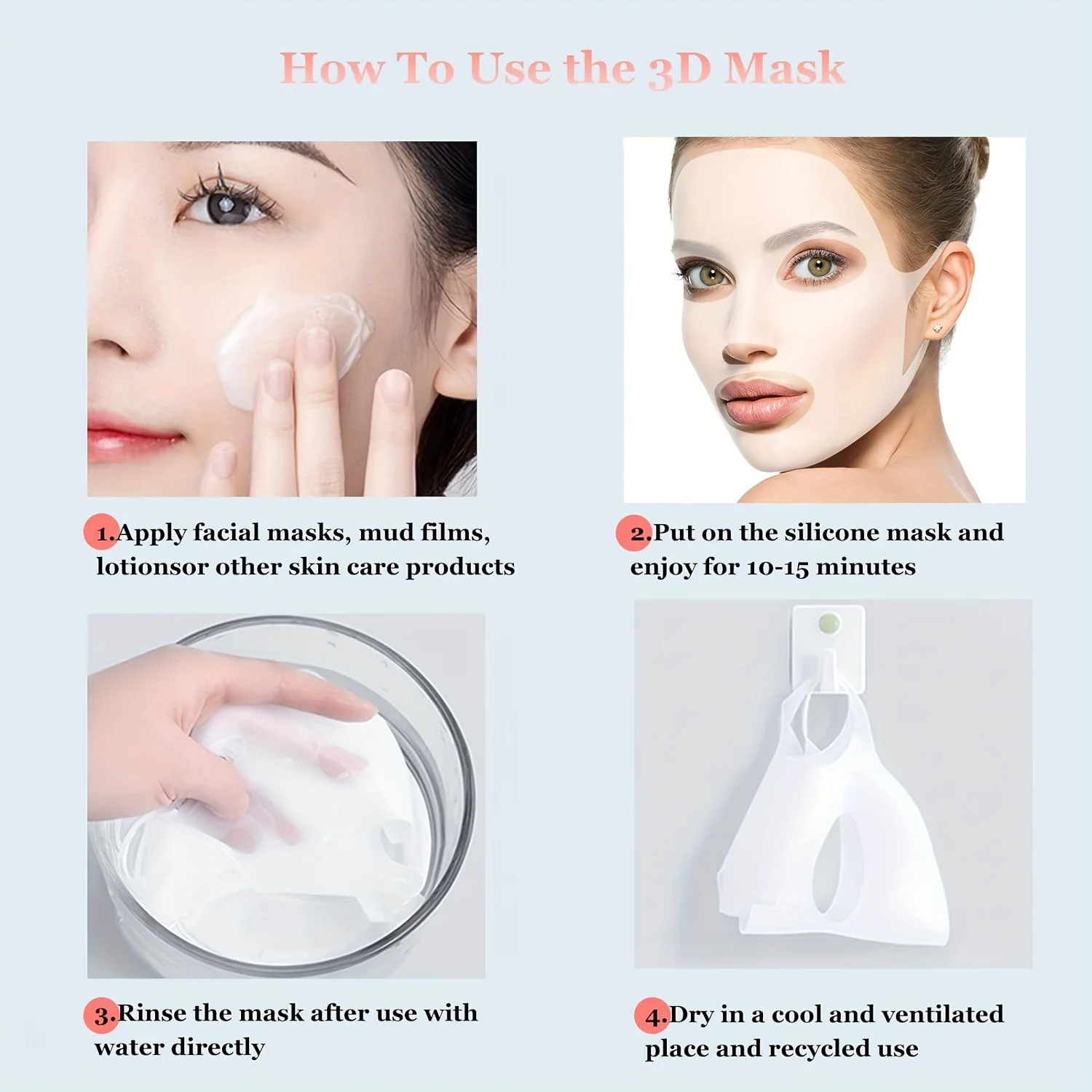Silicone Moisturizing Face Mask Cover - Reusable, Hydrating, Anti-Evaporation