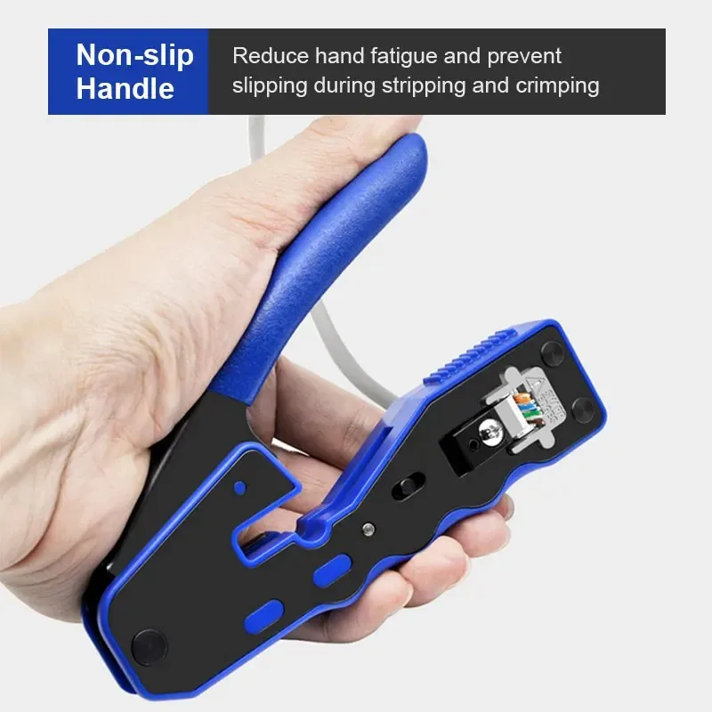 WoeoW RJ45 패스 스루 크림퍼 도구, 이더넷 크림퍼, EZ 네트워크 크림핑 도구, Cat6a Cat5 용 와이어 스트리퍼 커터