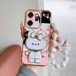 Heart - Shaped Pink Phone Case Set with Lanyard and Stand - 3 Piece Set for OPPO Reno15 FS 5G (WHITE)