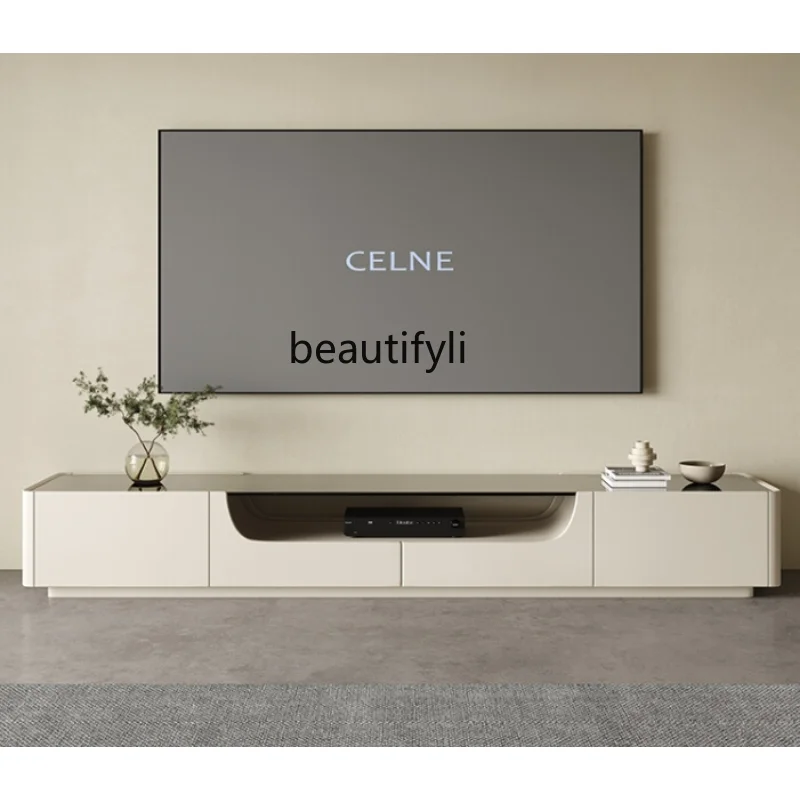 

Nordic Italian TV Cabinet Simple Modern Solid Wood Small Apartment Living Room TV Cabinet Tea Table Combination furniture