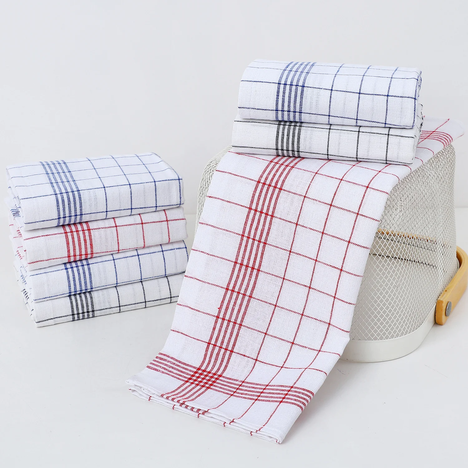 Description Picture 2 of item3PCS Large Plaid Kitchen Dish Towels Tea Towels Soft and Reusable Cleaning Cloths Quick Drying Dish Rags for Washing Dishes